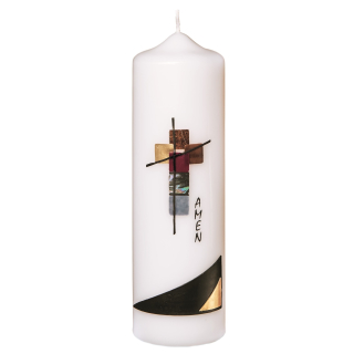 Trauerkerze mit Kreuz aus Kacheln 20 x 6