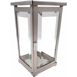 Grablaterne Edelstahl eckig modern mit Facettenglasscheiben 21 cm