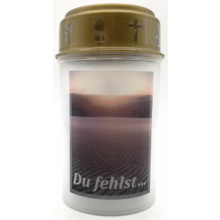Grablaterne Edelstahl eckig mit Facettenglasscheiben inkl. LED Grablicht 21 cm