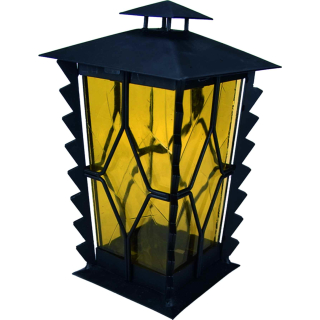 Grablaterne Stahl schwarz matt mit gelben Scheiben inkl. LED Grablicht 21 cm