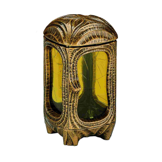 Grablaterne eckig mit Struktur im Glas, Bronzefarben pat. 25 cm