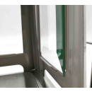 Grablaterne Edelstahl abgerundet modern mit Facettenglasscheiben mattiert 24 cm