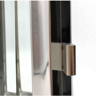 Grablaterne Edelstahl abgerundet modern mit Facettenglasscheiben glänzend 24 cm