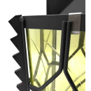Grablaterne Stahlblech schwarz mit gelbem Glas 21 cm