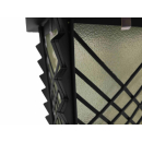 Grablaterne Stahl schwarz matt mit Gittern und grünem Glas 21 cm