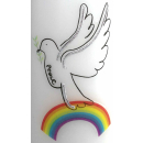 Friedenskerze Friedenslicht mit Taube weiß 16,5 x 6 cm
